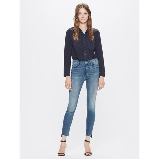 💙 MOTHER The Stunner Zip Ankle Step Fray Good Girls Do Blue Jeans Sz 27