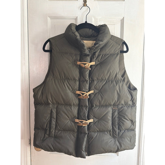 Denim & Supply Ralph Lauren Down Puffer Vest Mens Large Olive Rope Toggle Quilted