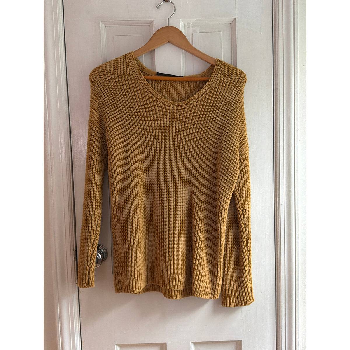 Jenni Kayne Yellow Crewneck Long Sleeve Knit Sweater Pullover Women XS