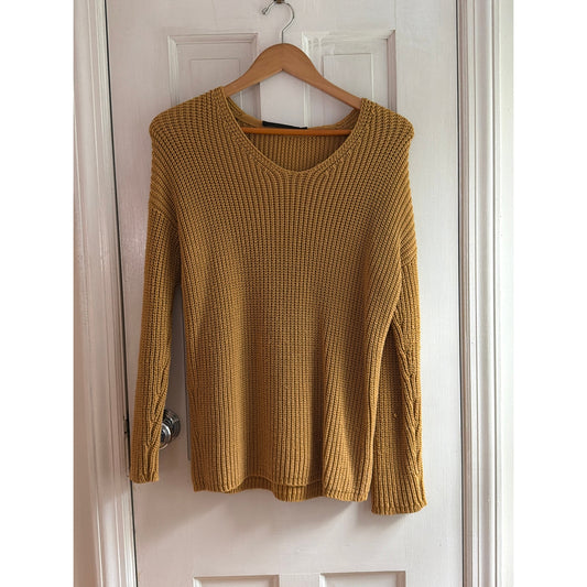 Jenni Kayne Yellow Crewneck Long Sleeve Knit Sweater Pullover Women XS