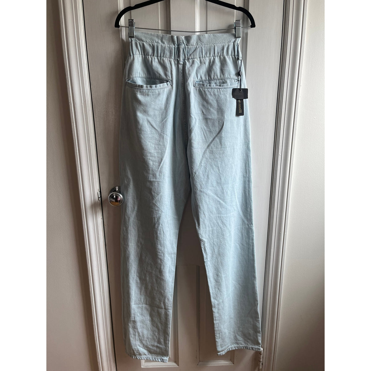 Rag & Bone NWT Sofi Paperbag Waist Jeans Light Indigo Linen Cotton Sz 25