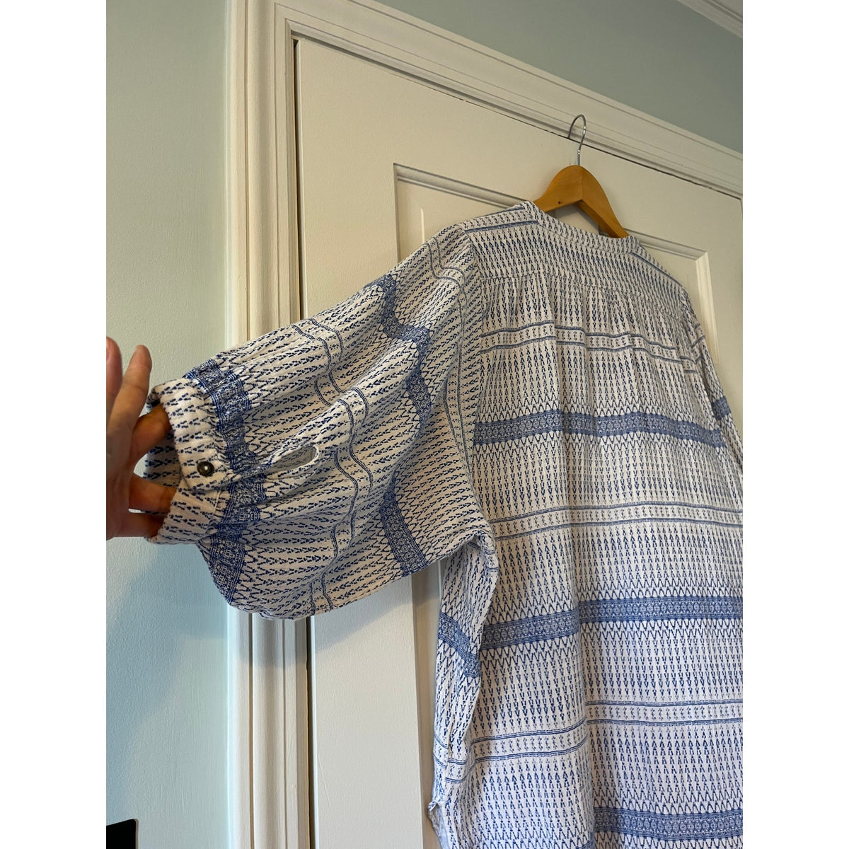 Maeve Anthropologie Printed Chambray Tunic Oversized Shirt or Dress Size L
