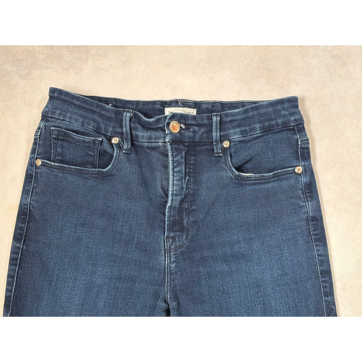 Good American Size 10 Good Curved Straight Dark Wash High Rise Straight Leg