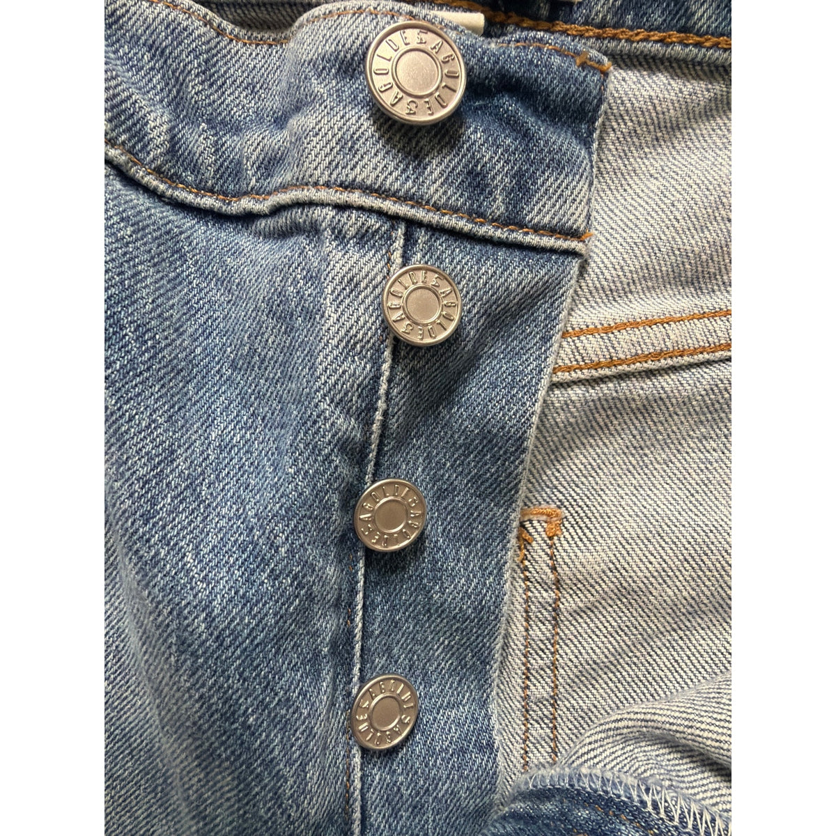 AGOLDE Straight Leg Button Fly Jeans Women’s Size 29 Distressed Hem Blue Denim