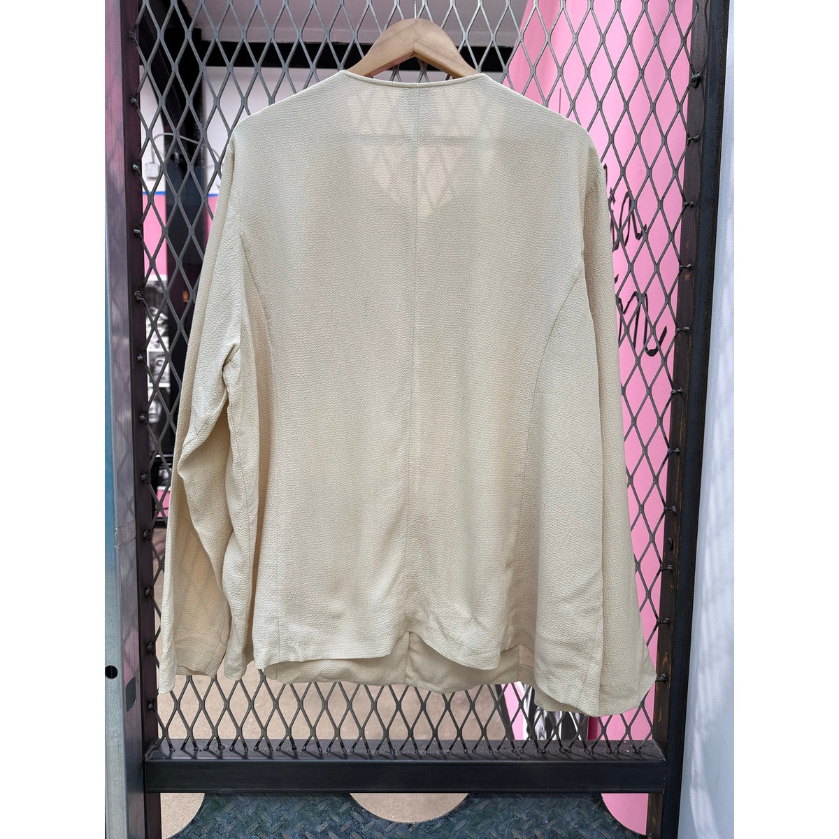 Eileen Fisher Woman 2X Silk Blend Blazer Jacket Bone Cream Open Front EUC