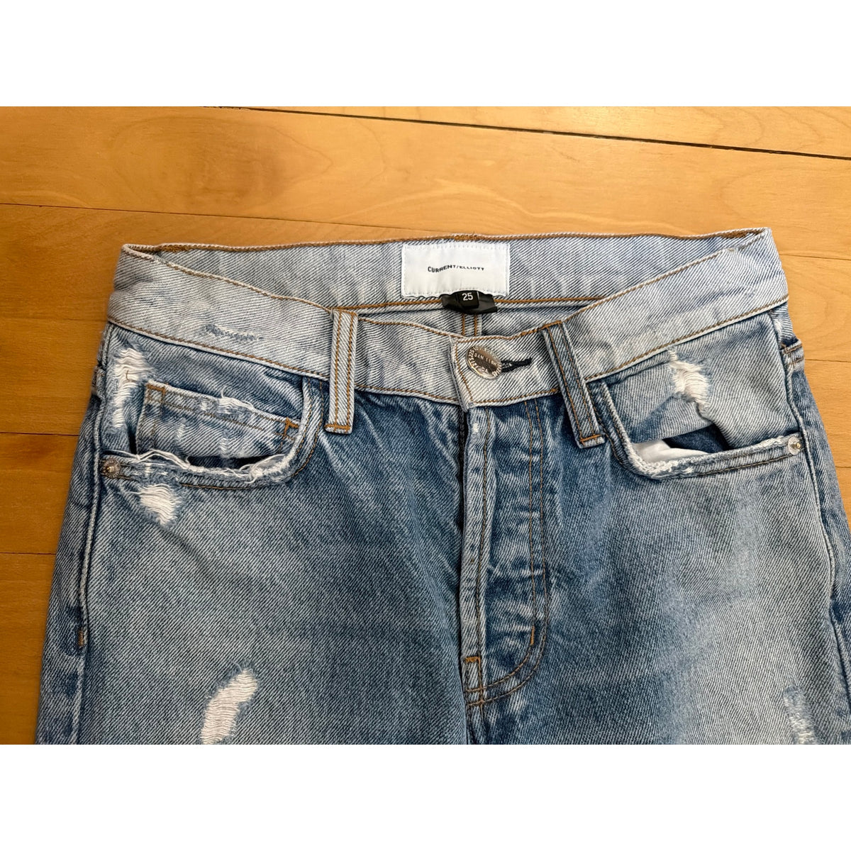 NWT Current/Elliott The Stiletto Skinny Jeans - Distressed Blue - Women’s Size 25