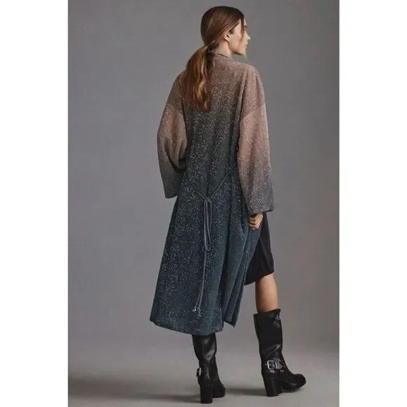 Anthropologie Sparkly Sequin Long Cardigan One Size - Stevie Nicks Boho Duster