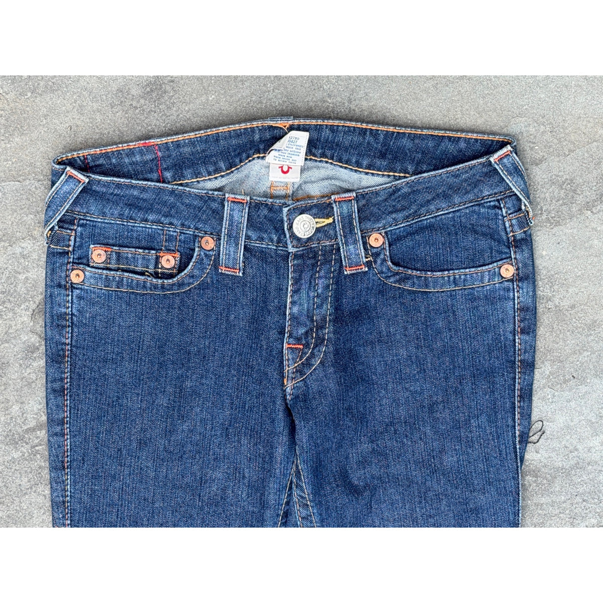 Vintage True Religion Skinny Jeans Flap Pocket Made in USA Blue 27