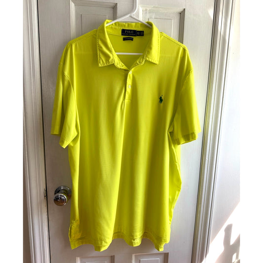 Polo Ralph Lauren Yellow Performance Polo Shirt Men's Green Pony