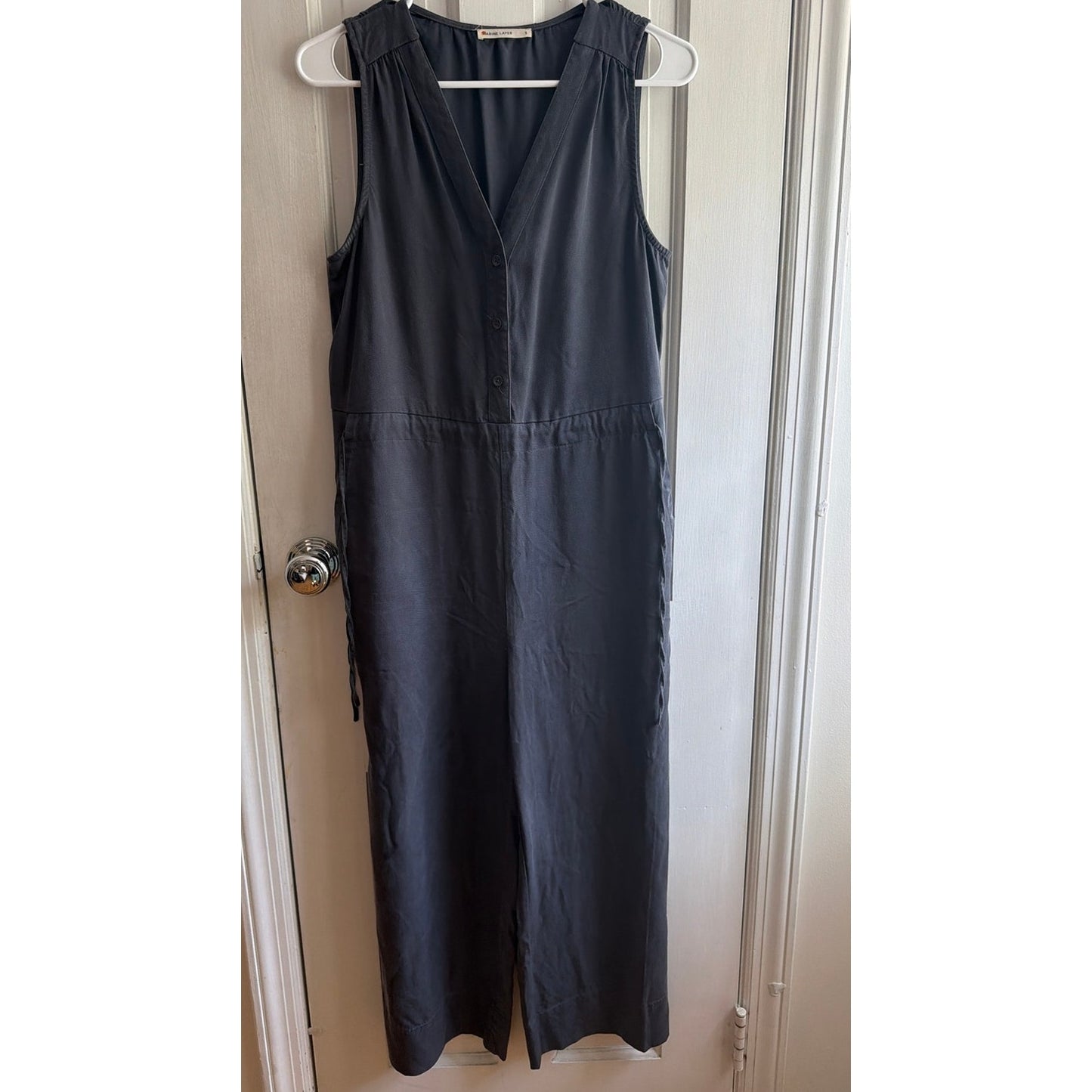 Marine Layer Size S Gray Tieback Button Front Romper