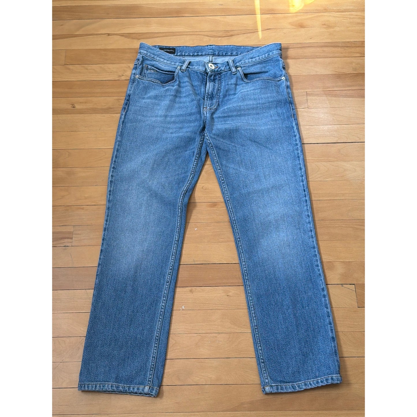 Emporio Armani Size 34 Light Wash Relax Fit Straight Leg Jeans