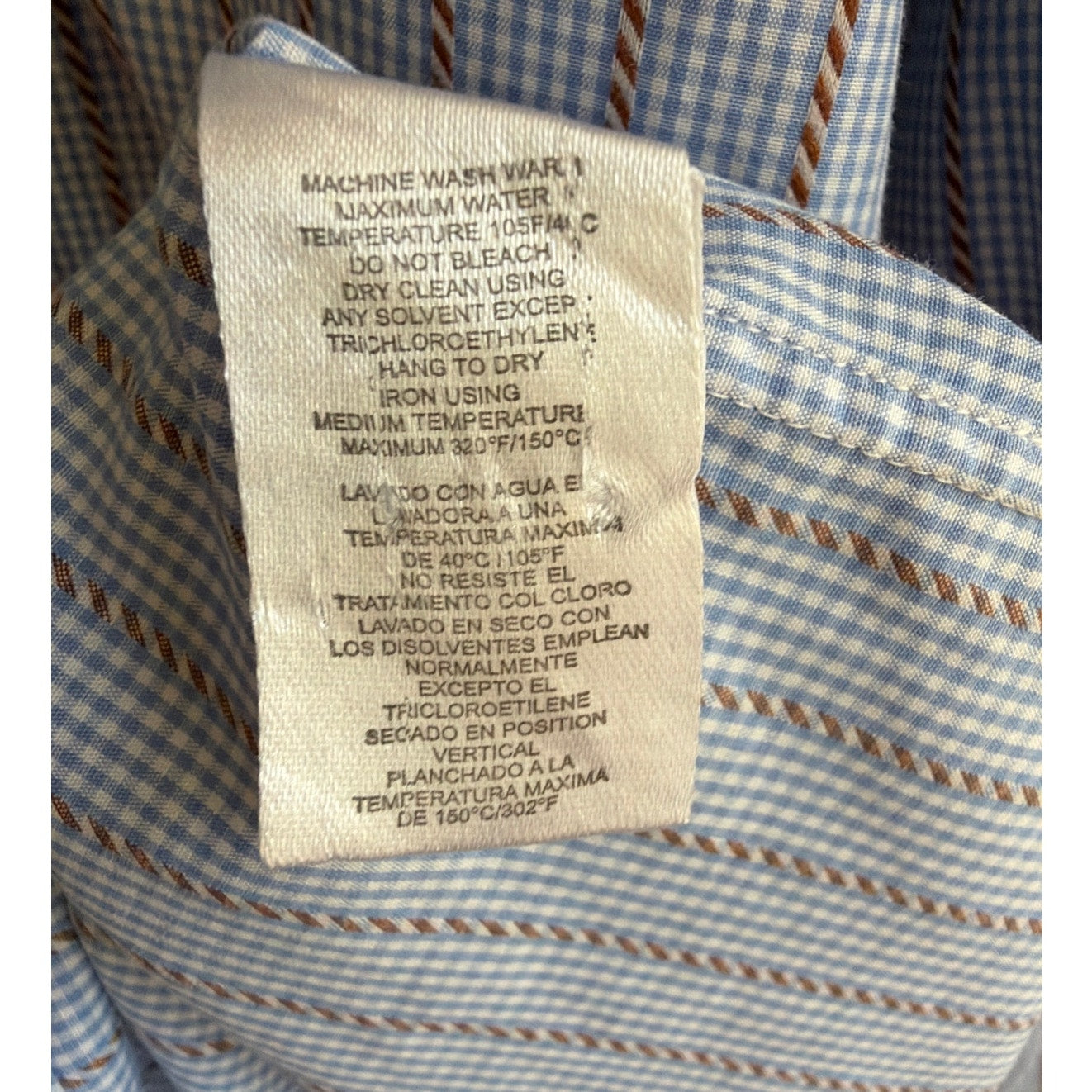 Robert Graham Shirt 42 16.5 L Blue White Brown Rope Striped Flip Cuff Button Up