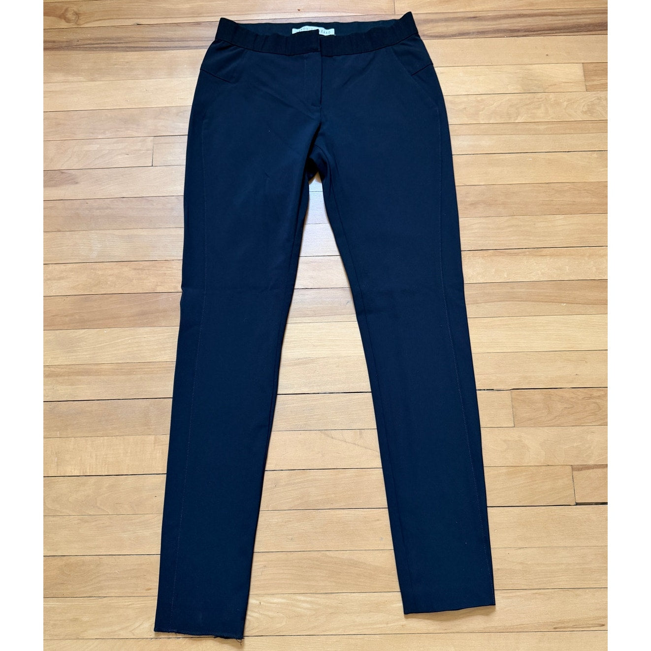 Veronica Beard Size 6 Navy Blue Scuba Stretch Slim Leg Pant Back Seam Zipper EUC