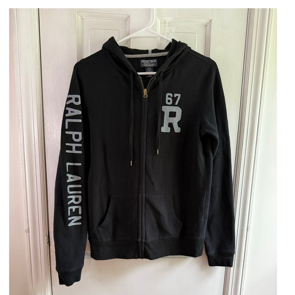Vintage Polo Ralph Lauren Jeans Black Zip Up Hoodie Size Medium