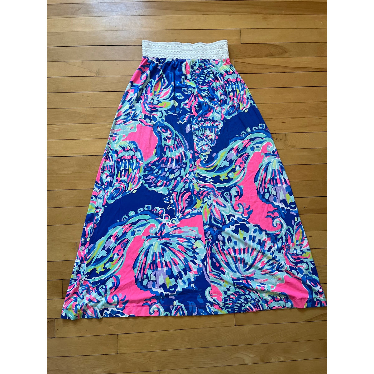 Lilly Pulitzer Nola Maxi Beach Skirt Gypsea Girl S Blue Pink Floral Boho Resort
