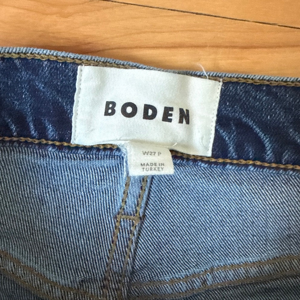 Boden High Rise Wide Leg Jeans Dark Wash Indigo Size 27 EUC