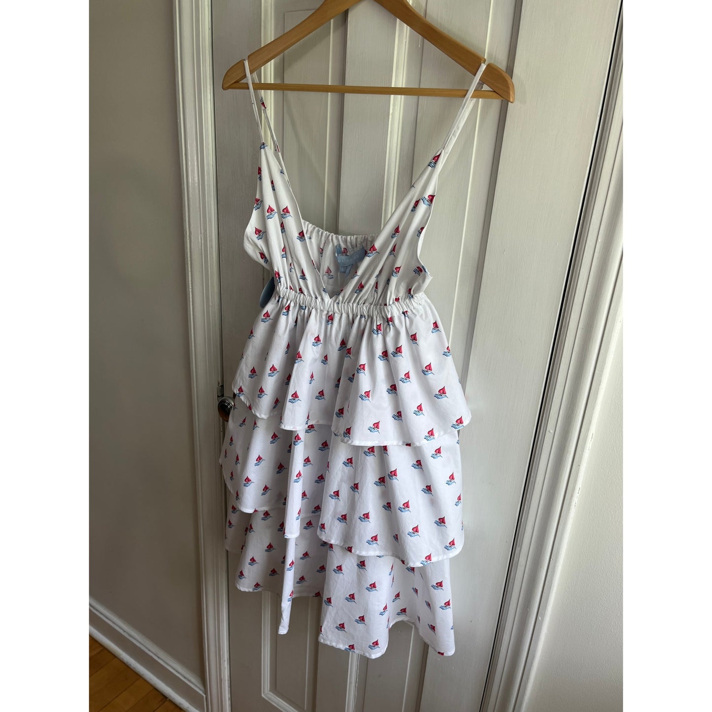 Hill House Home The Gigi Dress - Love Boats Cotton Print - Size Large - NWT