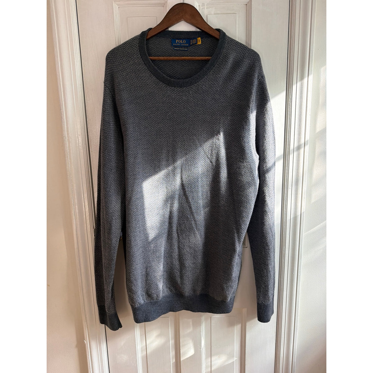 Polo Ralph Lauren 100% Washable Merino Wool Herringbone Crewneck Sweater - XXL 