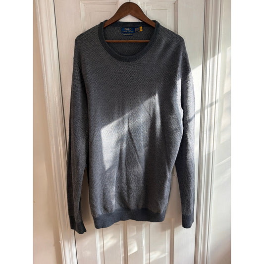 Polo Ralph Lauren 100% Washable Merino Wool Herringbone Crewneck Sweater - XXL 