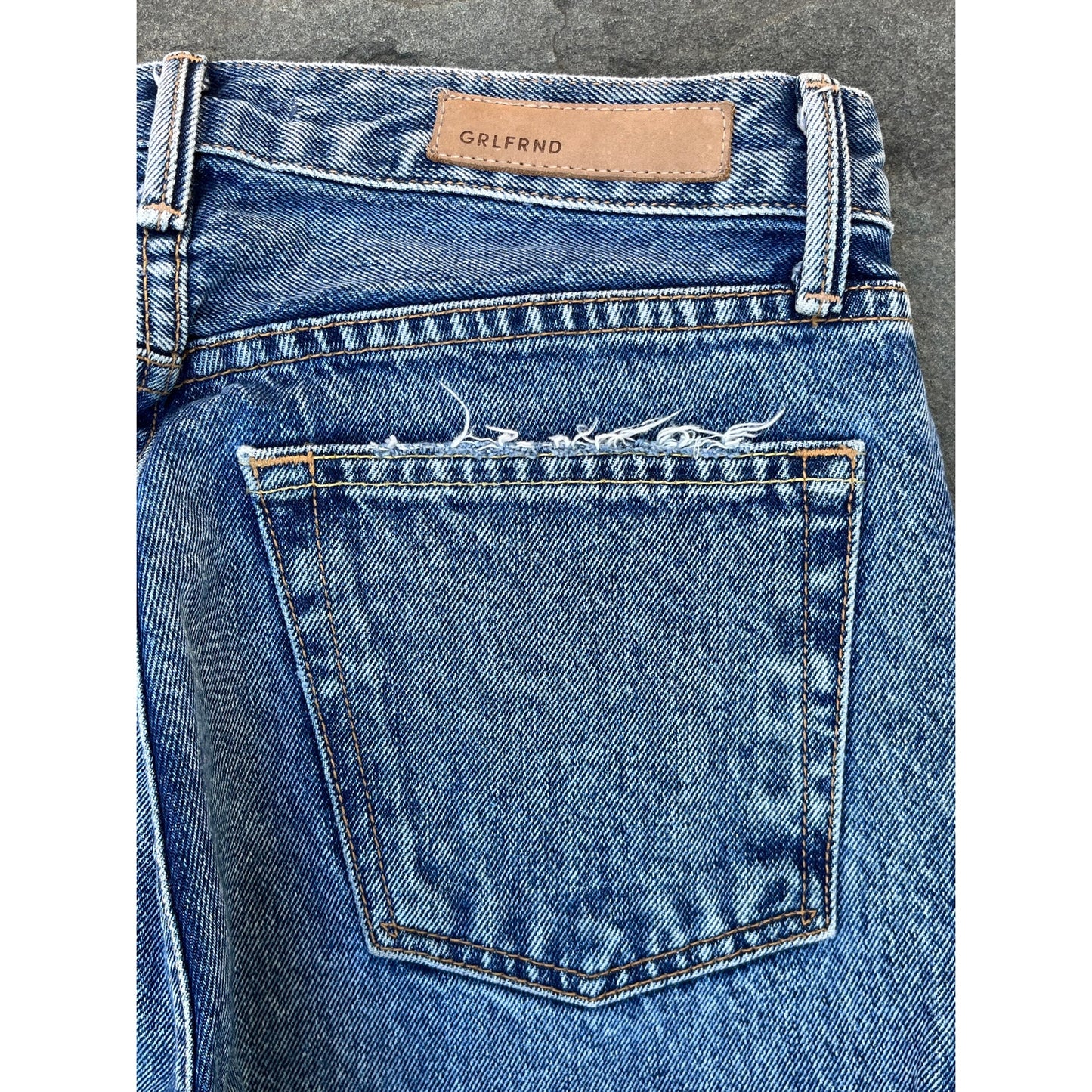 GRLFRND Helena High Rise Straight Jeans Breakdown Wash Distressed 26 Sold Out