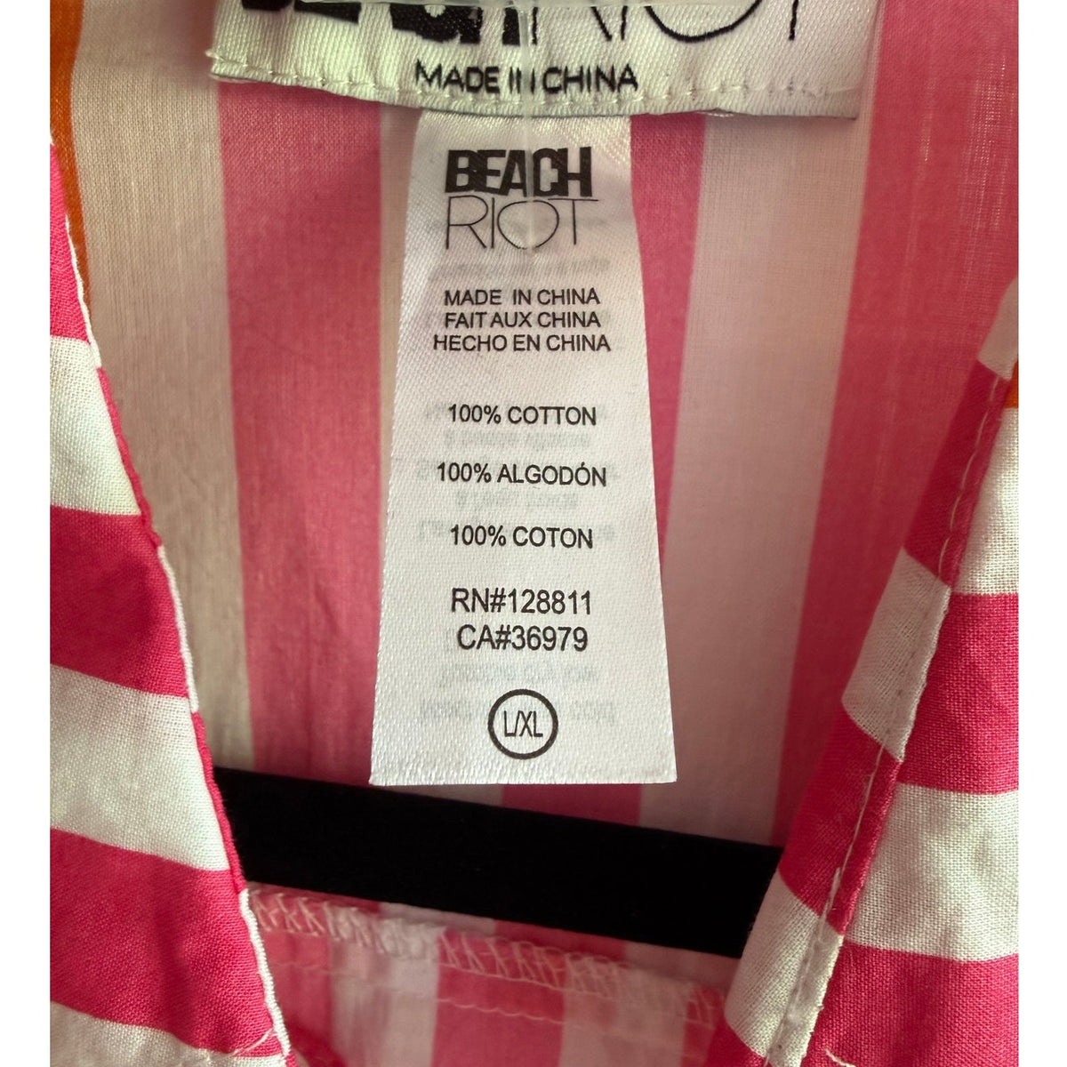 NWT Beach Riot Alexa Button Down Pink Orange Stripe Cover Up Shirt Size Large