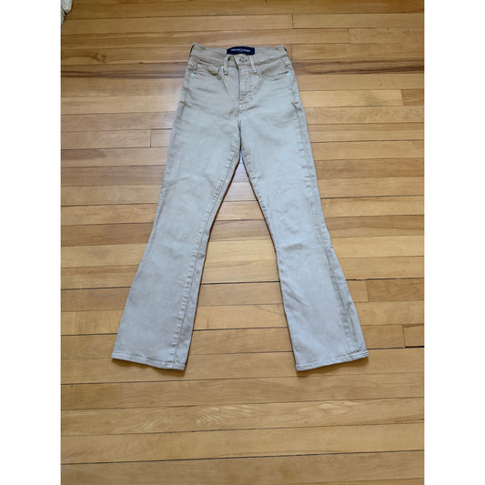 Veronica Beard Carolina Flare Jeans Size 24 Stone Khaki High Rise Ankle Crop EUC