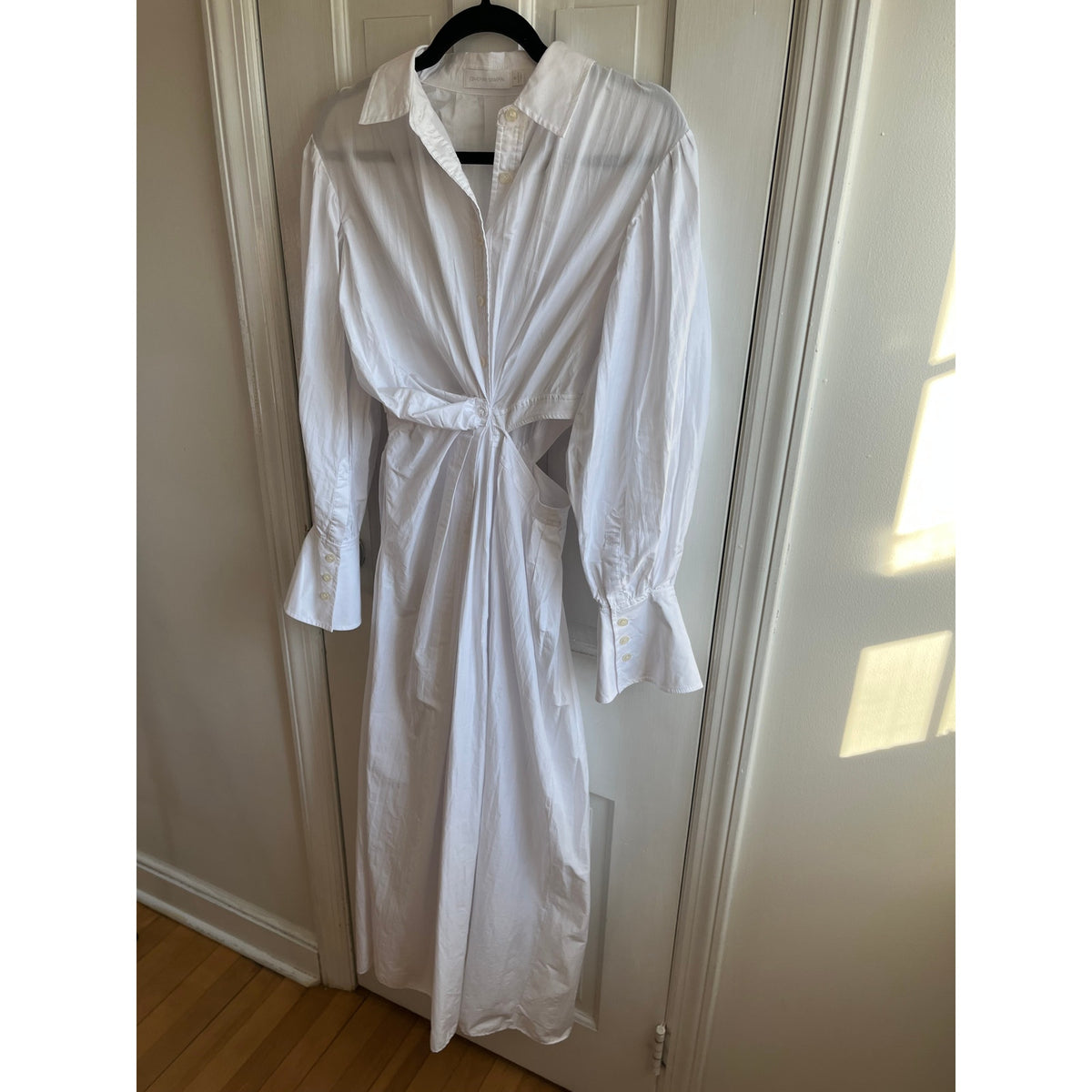 Jonathan Simkhai Fraya Plisse Poplin Cutout Maxi Dress White Size 0 Resort