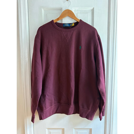 Polo Ralph Lauren Mens XL Crewneck Sweatshirt Maroon Burgundy Fleece Pony Logo