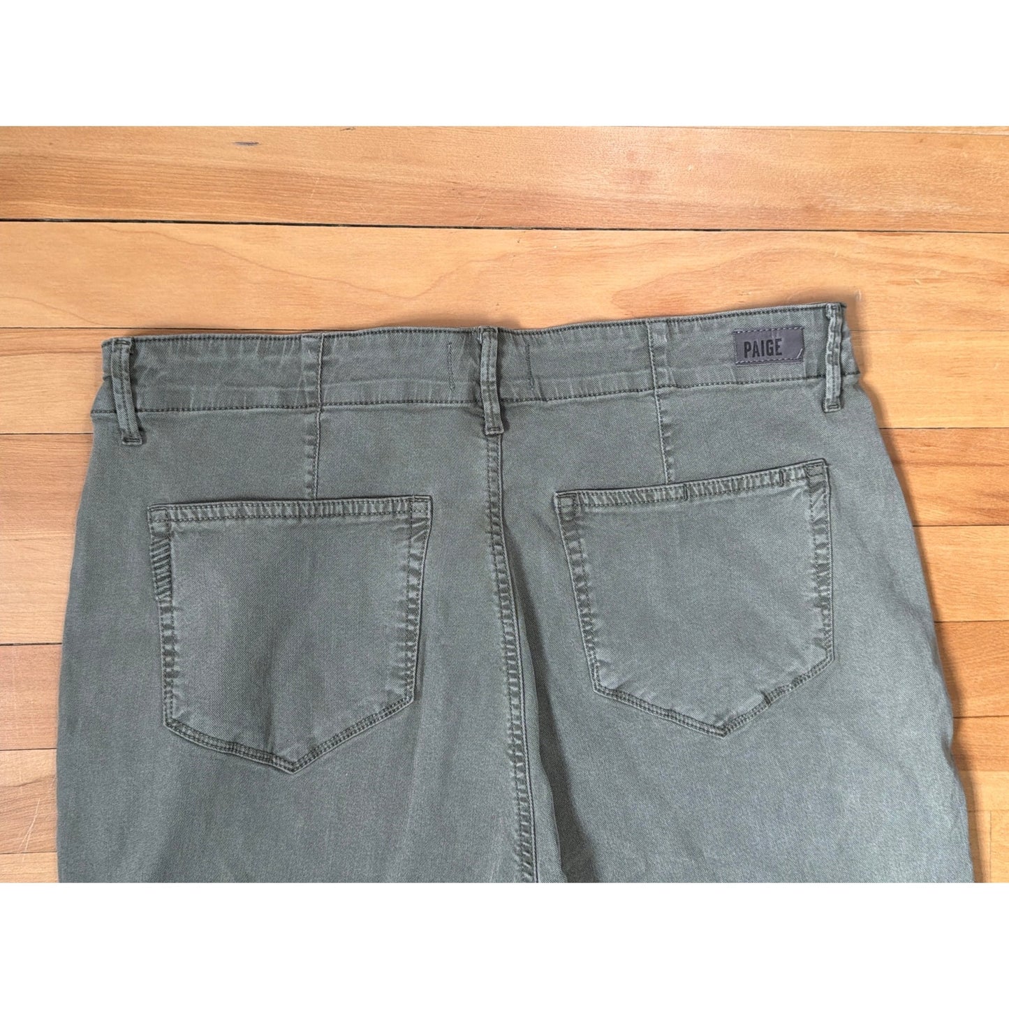 Paige 31 High Rise Military Green Straight Leg Jeans
