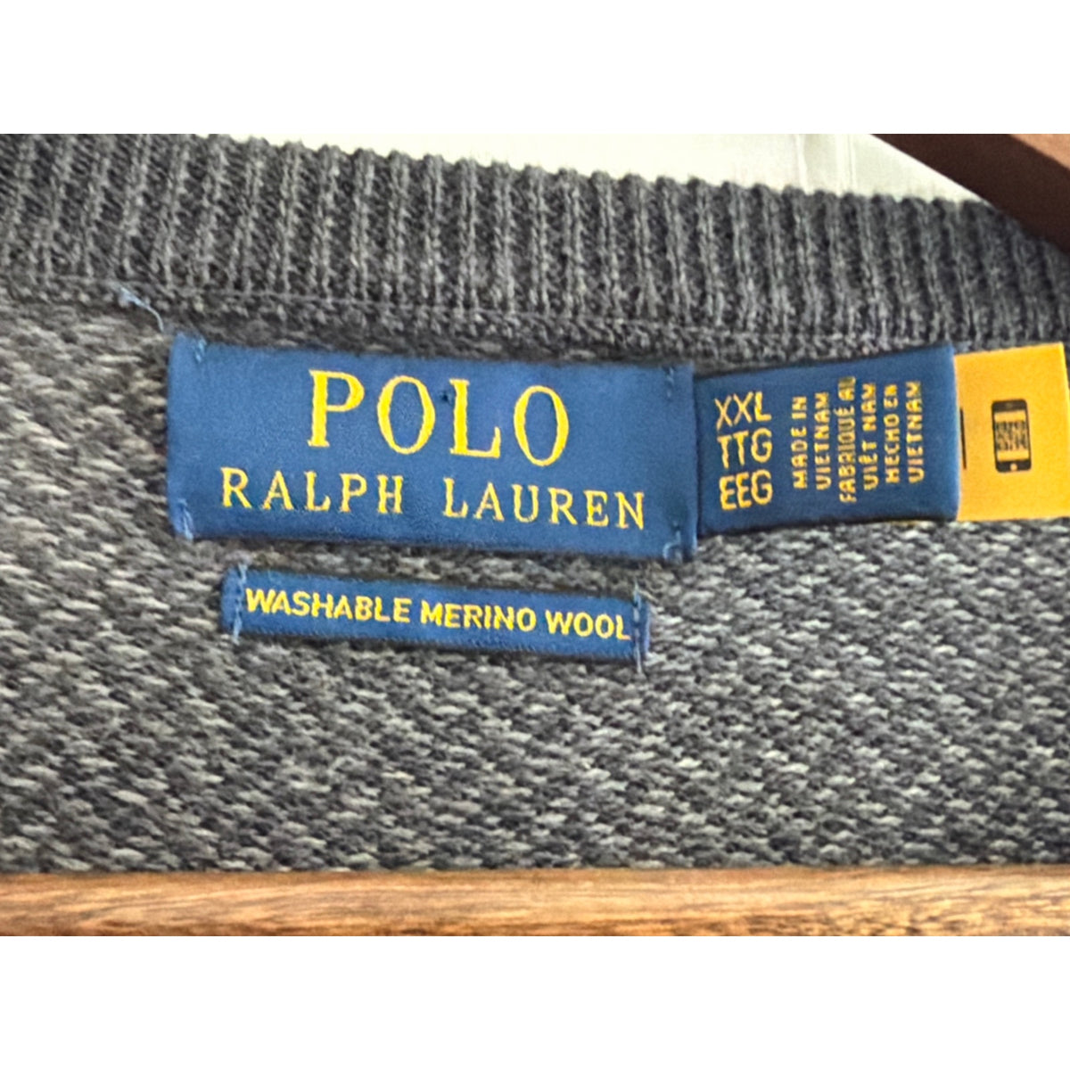 Polo Ralph Lauren 100% Washable Merino Wool Herringbone Crewneck Sweater - XXL 