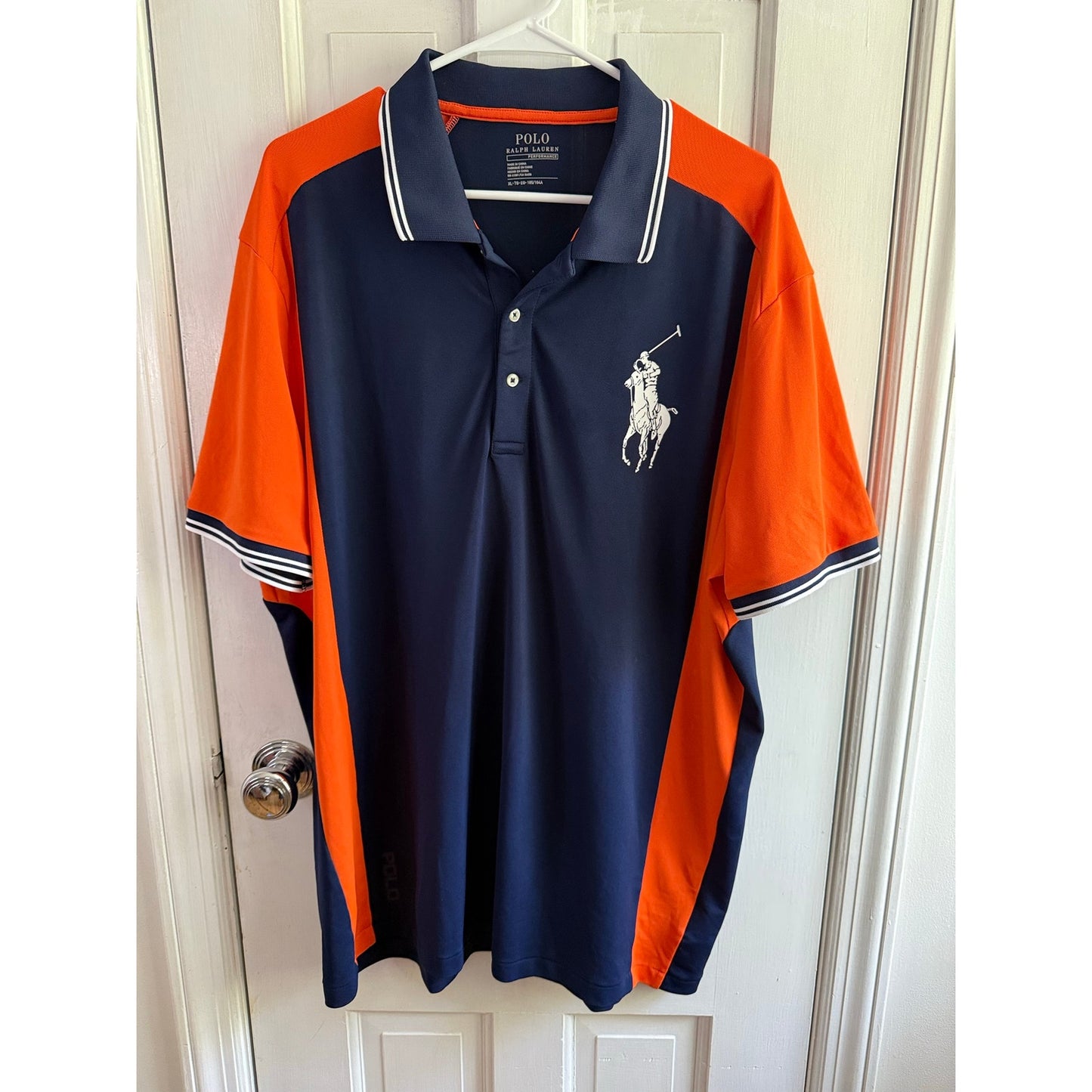 Ralph Lauren Performance Polo Blue/Orange, Large Logo XL