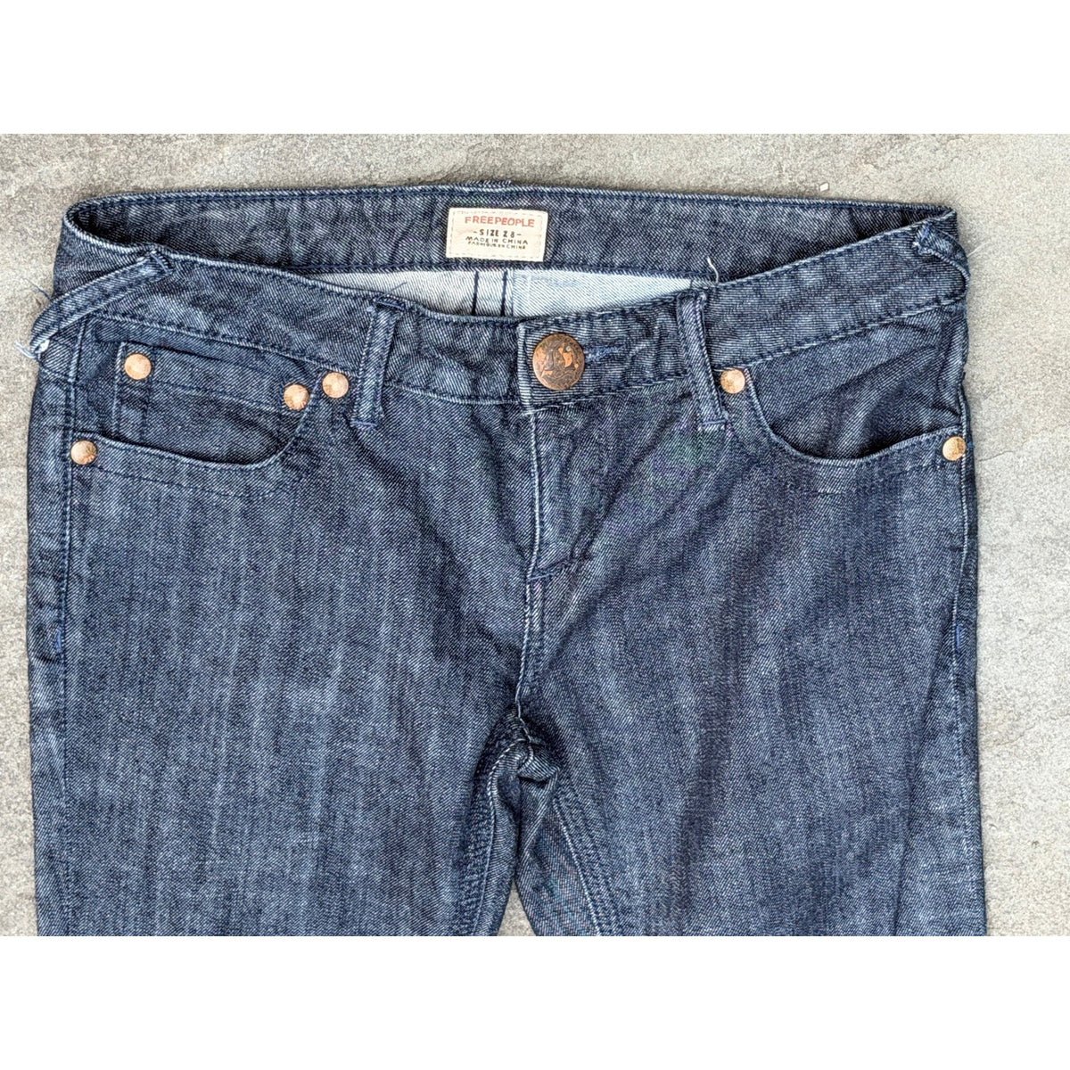Free People Dark Wash Raw Hem Ankle Straight Jeans Size 28 Inseam 29
