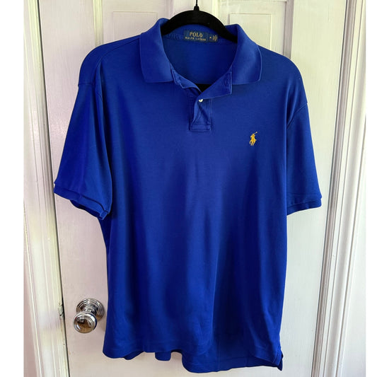 Polo Ralph Lauren Polo Blue Shirt Men's Gold Pony - Medium - EUC