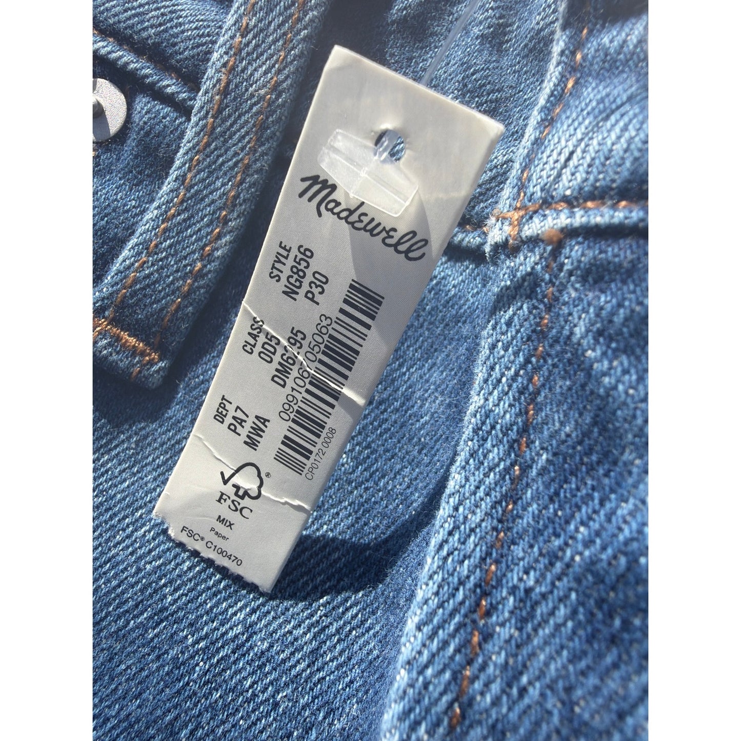 Madewell Size 30P Curvy Perfect Vintage Straight Jean NWT