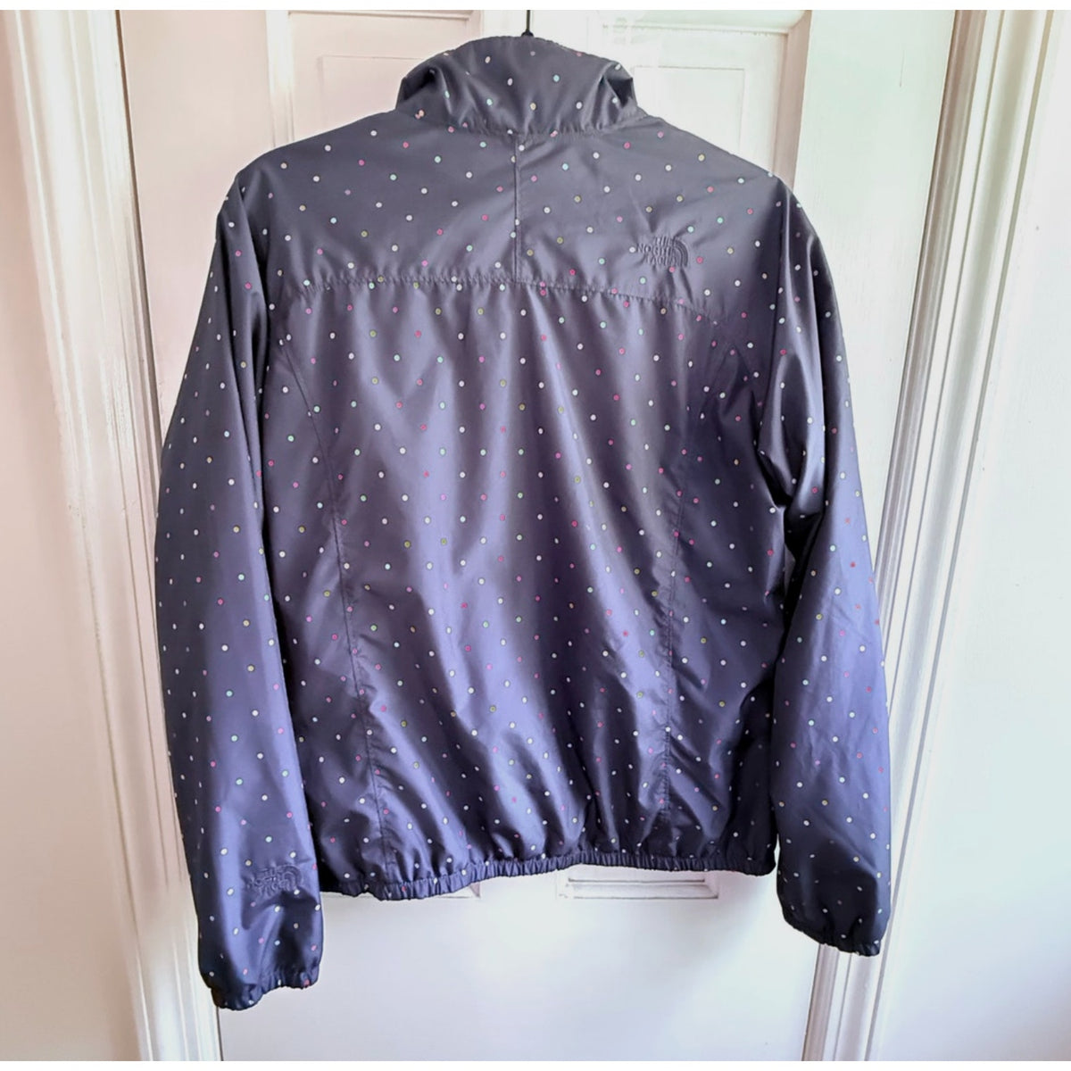 The North Face Navy Blue Multicolor Polka Dot Windbreaker Jacket Women's Medium