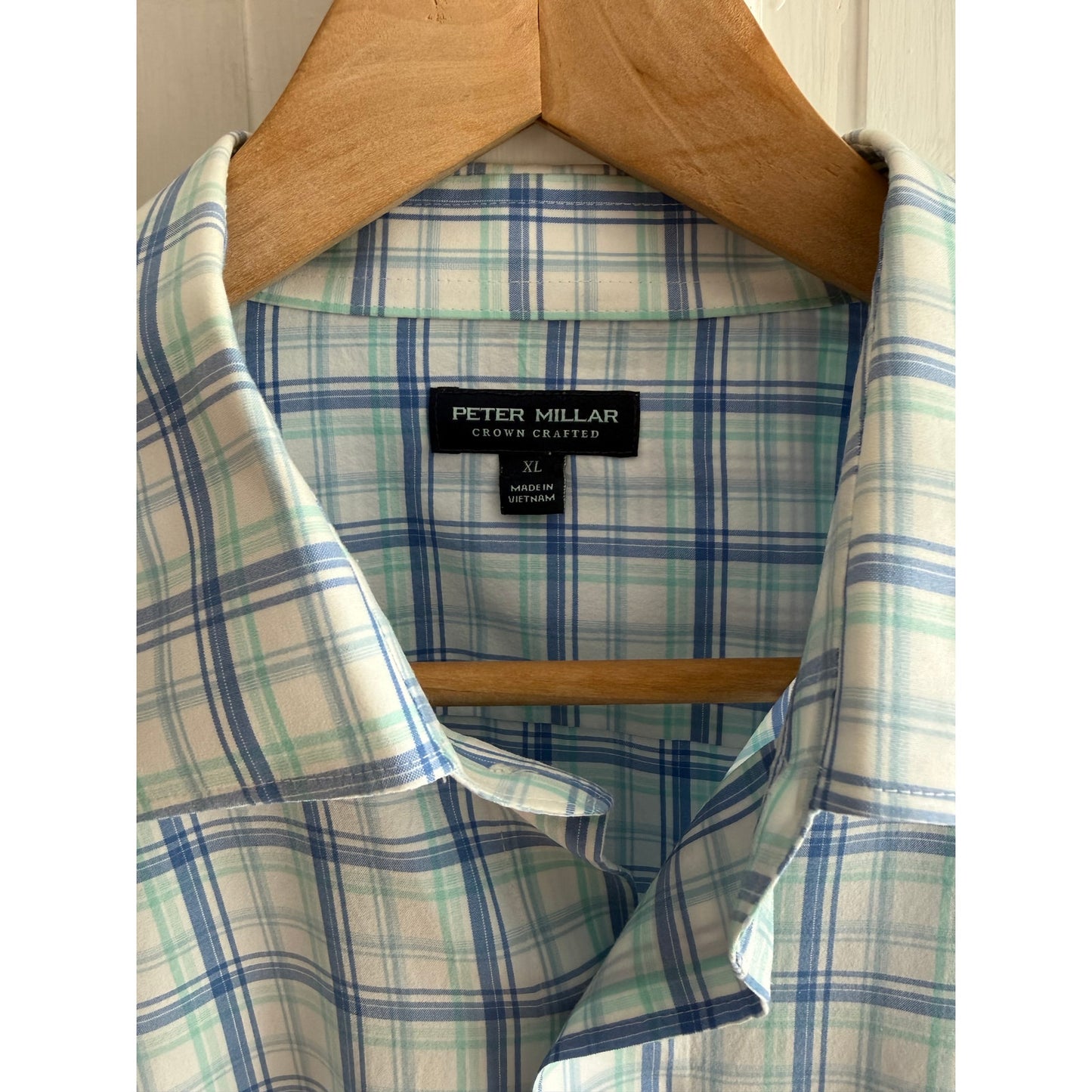 Peter Millar Crown Ease Button Down Shirt - Blue/Green Plaid - Mens XL - EUC