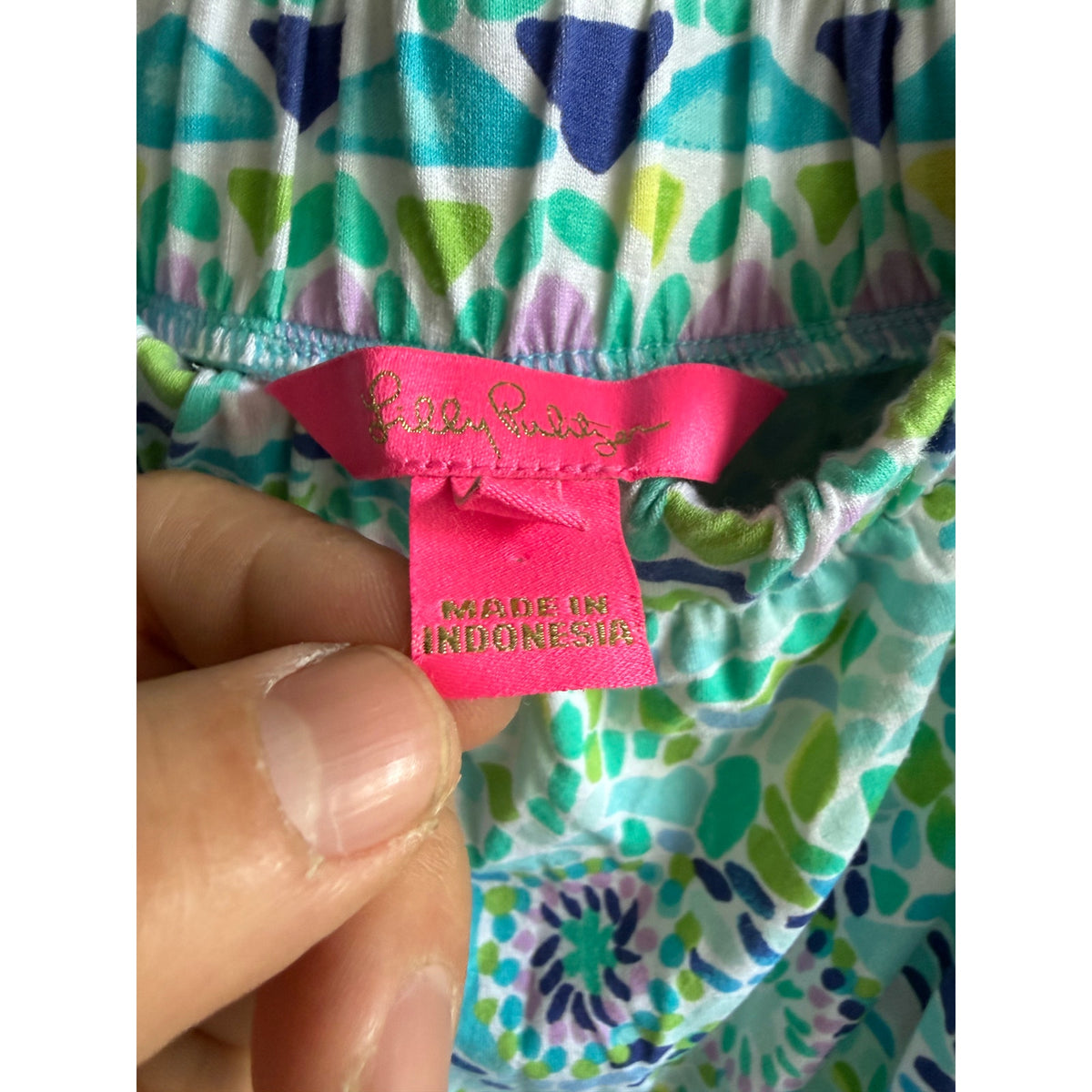Lilly Pulitzer Rikki Strapless Romper Blue Green Mosaic Print XXS EUC