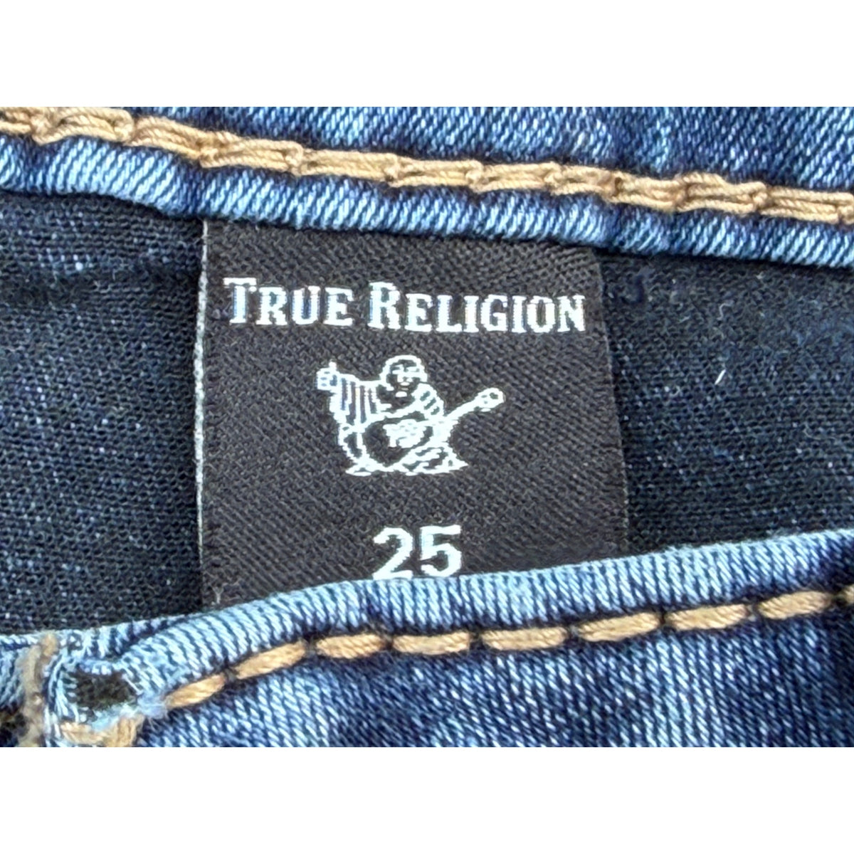 True Religion Jennie Curvy Mid Rise Skinny Blue Denim Jeans Size 25