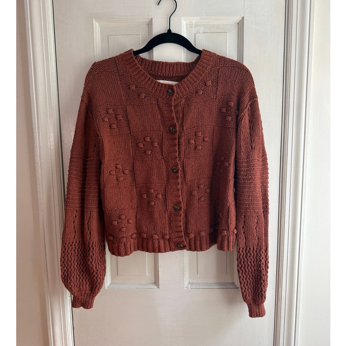 Pilcro by Anthropologie Bobble Patchwork Cardigan Sweater Small