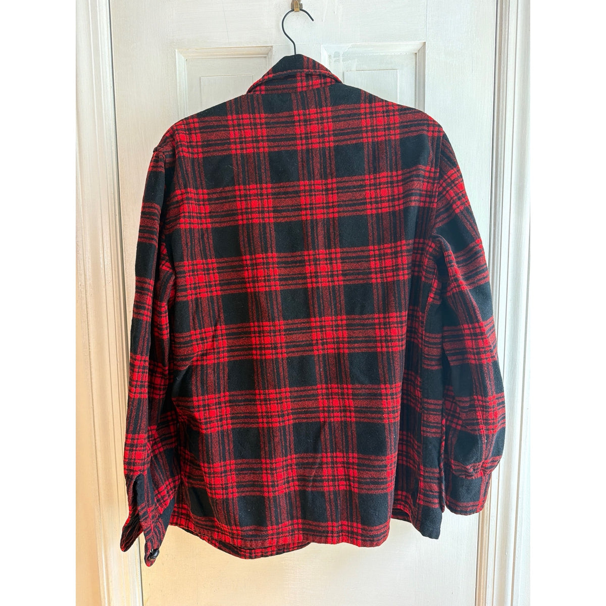 Vintage Pendleton 100% Virgin Wool Field Shirt Jacket CPO Red Black Plaid Mens L