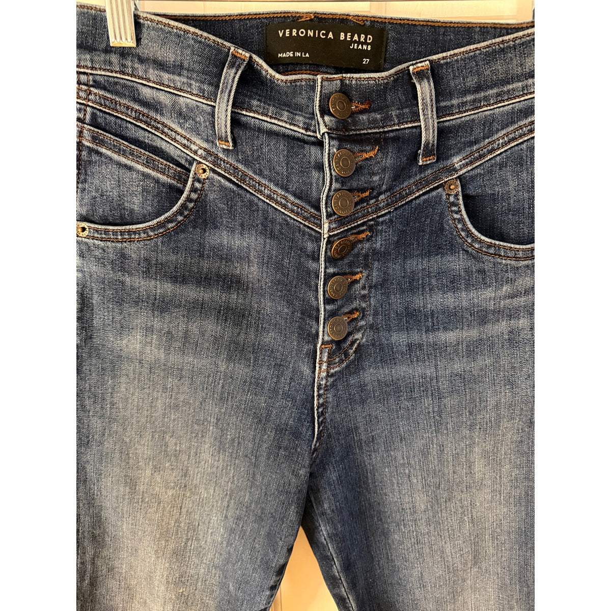 Veronica Beard Ryleigh Slim Straight High Rise Button Up Jeans Sz 27