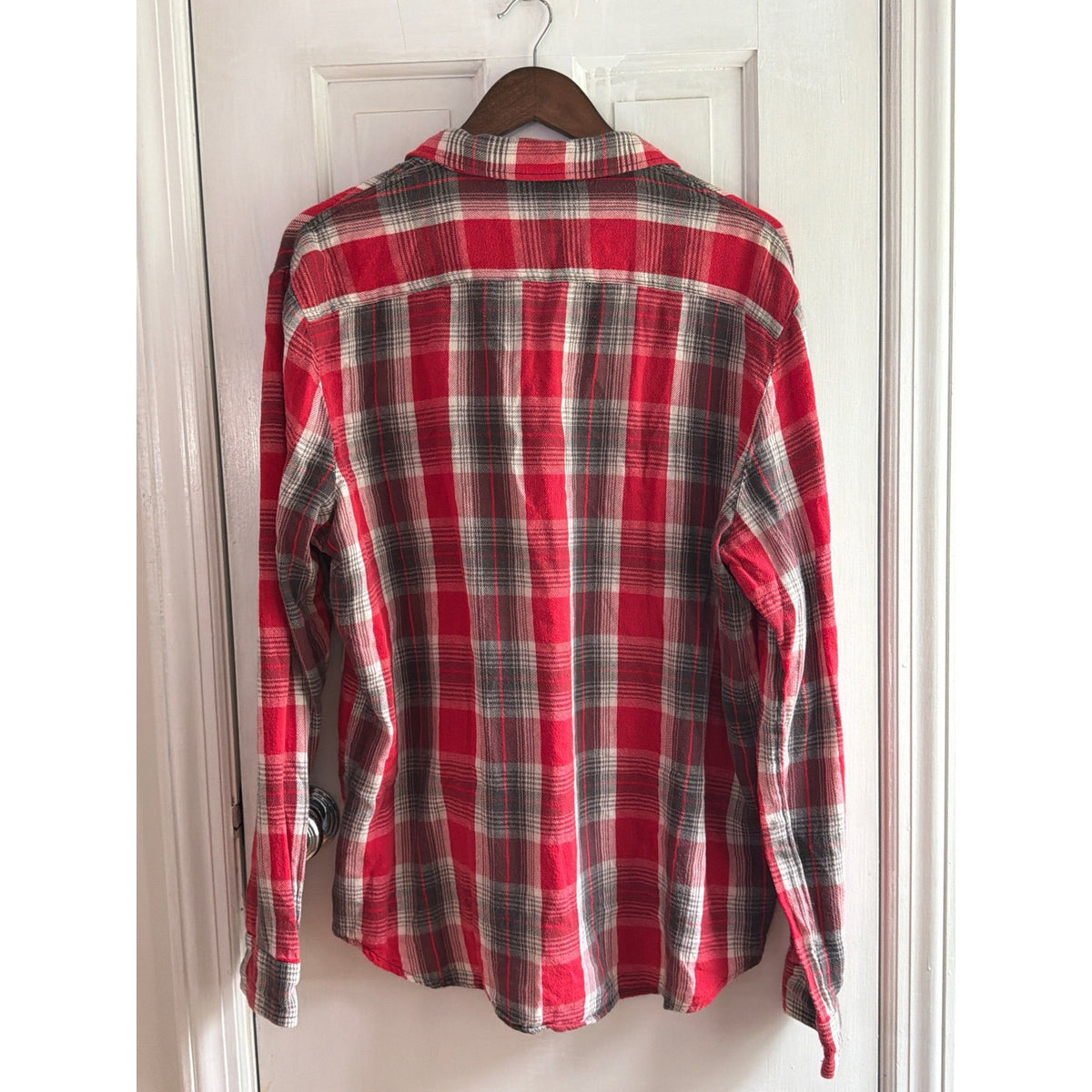 Denim & Supply Ralph Lauren Red Plaid Boyfriend Flannel Button Up Shirt Sz XL 🌲