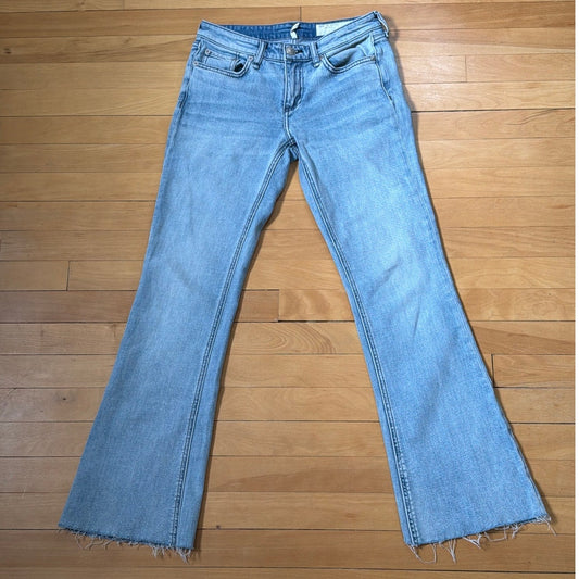 Rag & Bone Size 25 Light Wash Kinsely Low Rise Flare Distressed Hem Jean