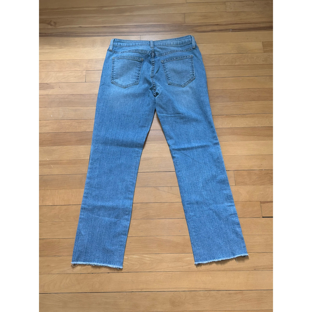 JustBlack Size 28 Duel Wash Cropped Straight Leg Distressed Hem Made In USA