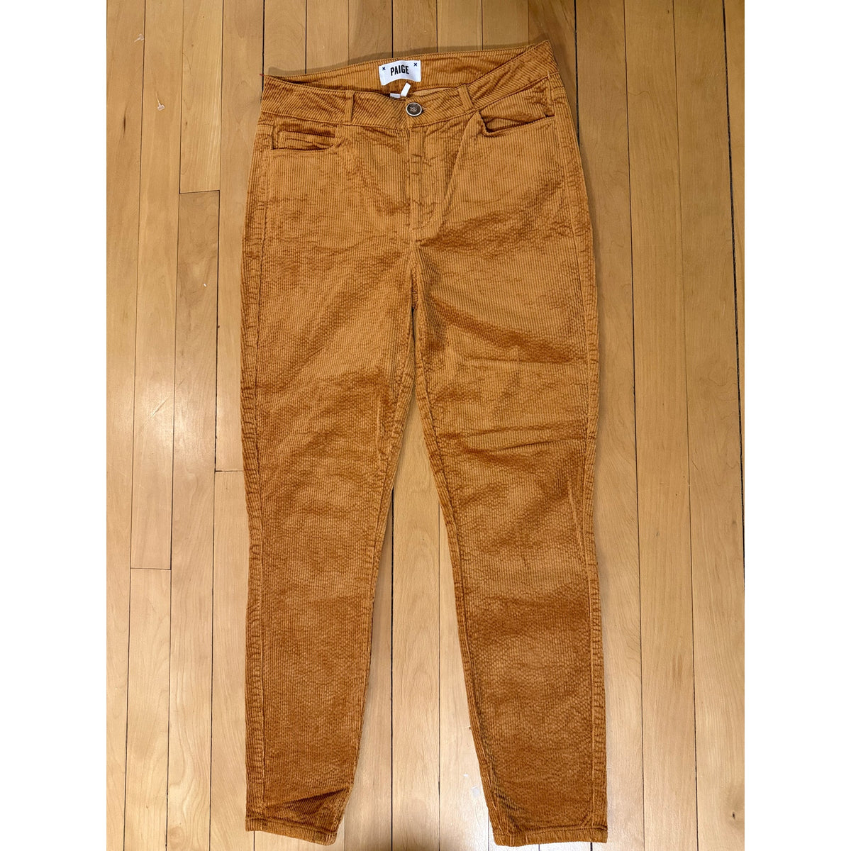 Paige Burnt Orange Corduroy Jeans Huxton Ankle size 28