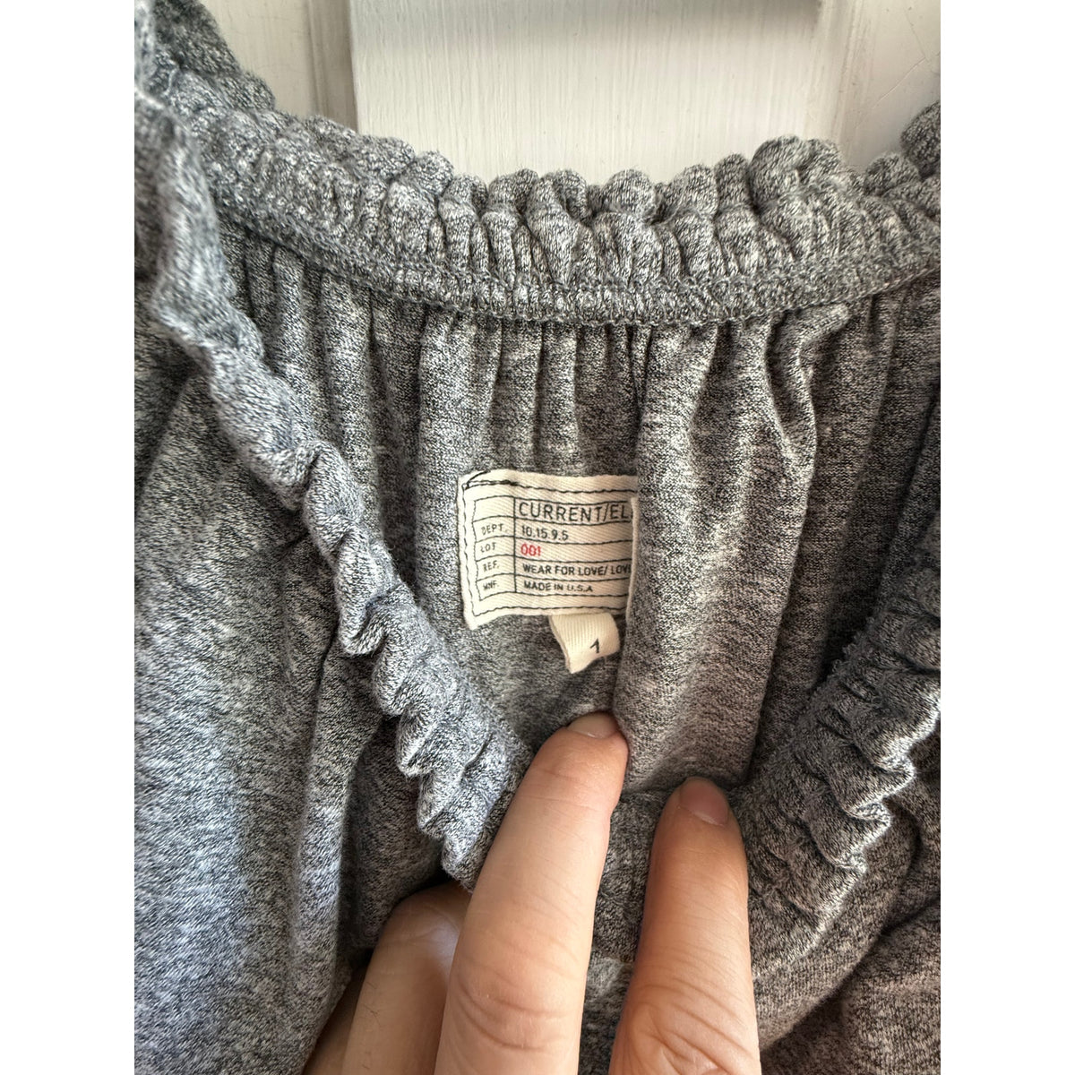Current/Elliott The Ruffle Dress Heather Gray Off the Shoulder Mini Size 1 EUC