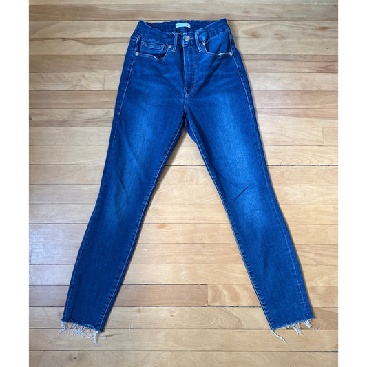 Good American Good Waist Crop Raw Hem Jeans 4/27 EUC