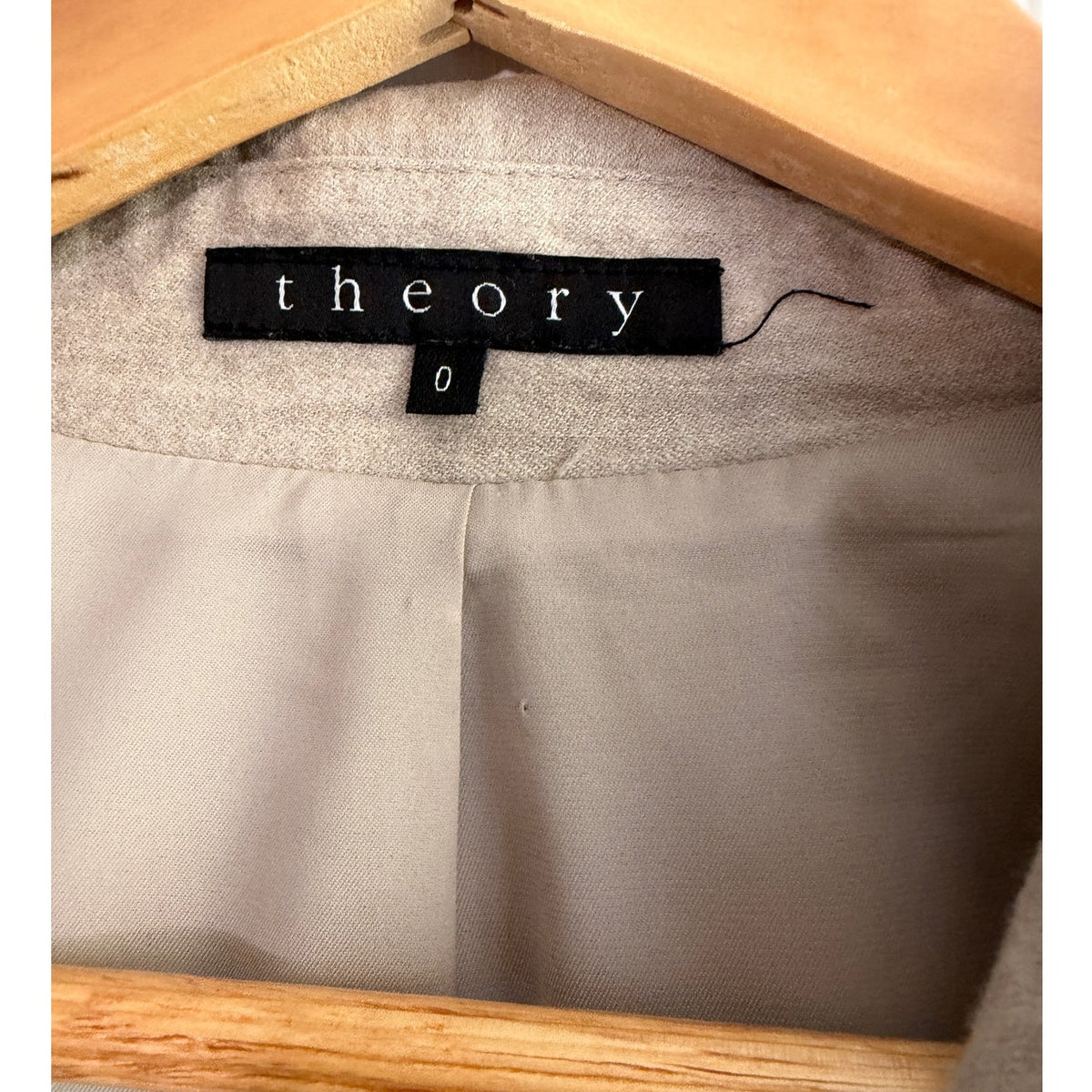 Theory Women's 0 Beige Wool Blend 2-Button Fitted Blazer Suit Jacket USA EUC
