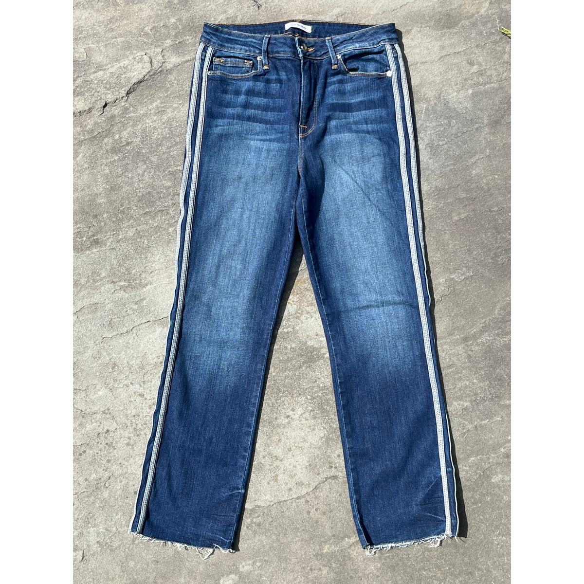 ✨ Good American Good Straight Side Striped Jeans 10/30 ✨