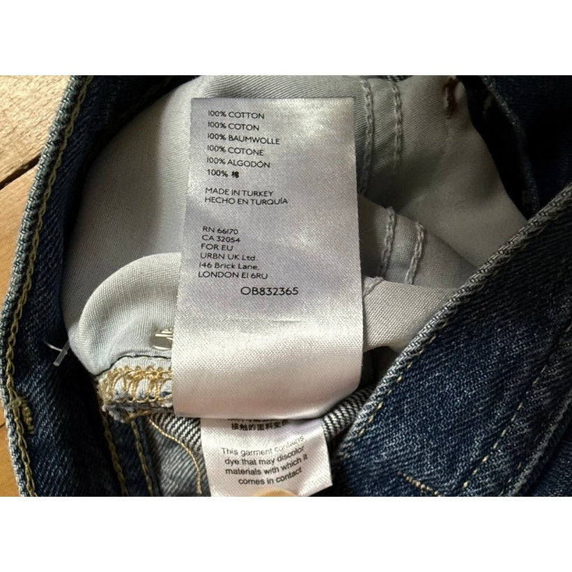 We The Free Maggie Mid-Rise Straight Jeans - Size 25 - with Paisley & Distressed